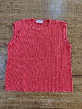 PIERRE CARDIN Sleeveless Ribbed Tank Top - Coral Pink